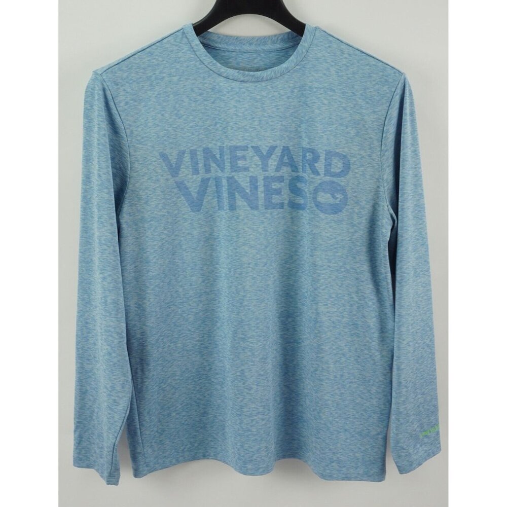 Vineyard Vines Performance Men's‎ Small Long Sleeve Blue Big Logo Outdoor Shirt